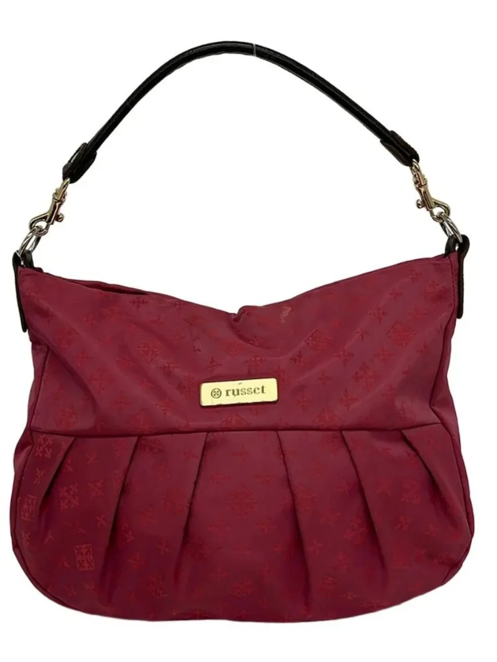 russet Bordeaux Nylon Leather Shoulder Bag